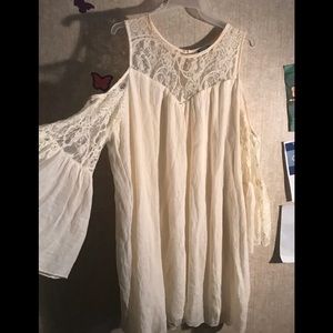 Lace Plus Cold Shoulder Swing Dress